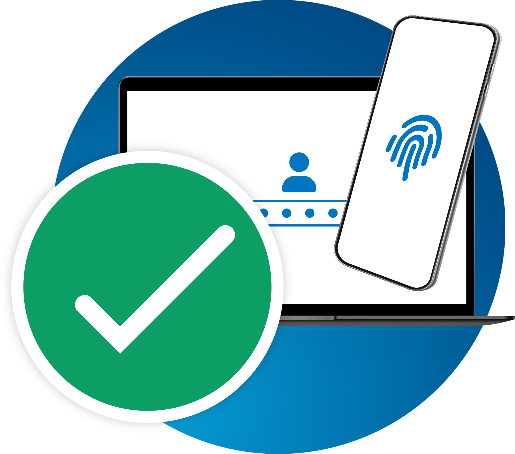 Feature-MFA-Eliminate-Shared-Passwords An illustration showing a successful MFA login process.