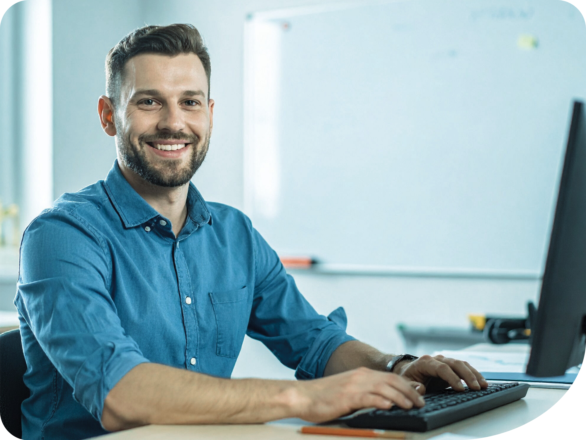 Man working at a computer
