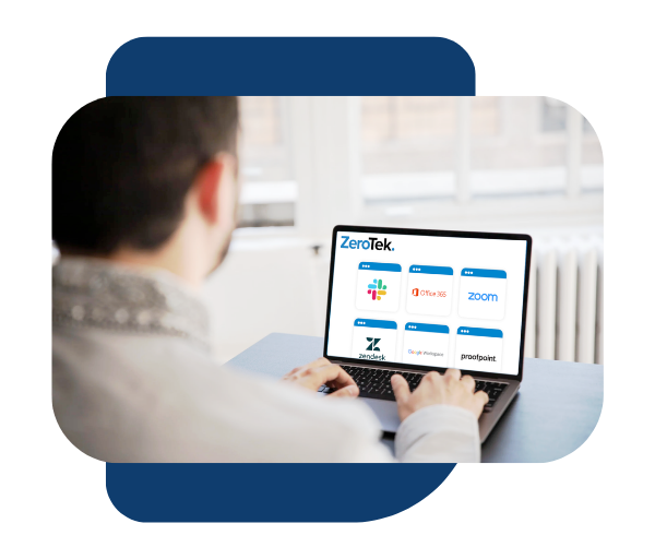 Illustration that uses a plug-and-play icon to convey how easy and fast it is to deploy and manage Okta from ZeroTek.
